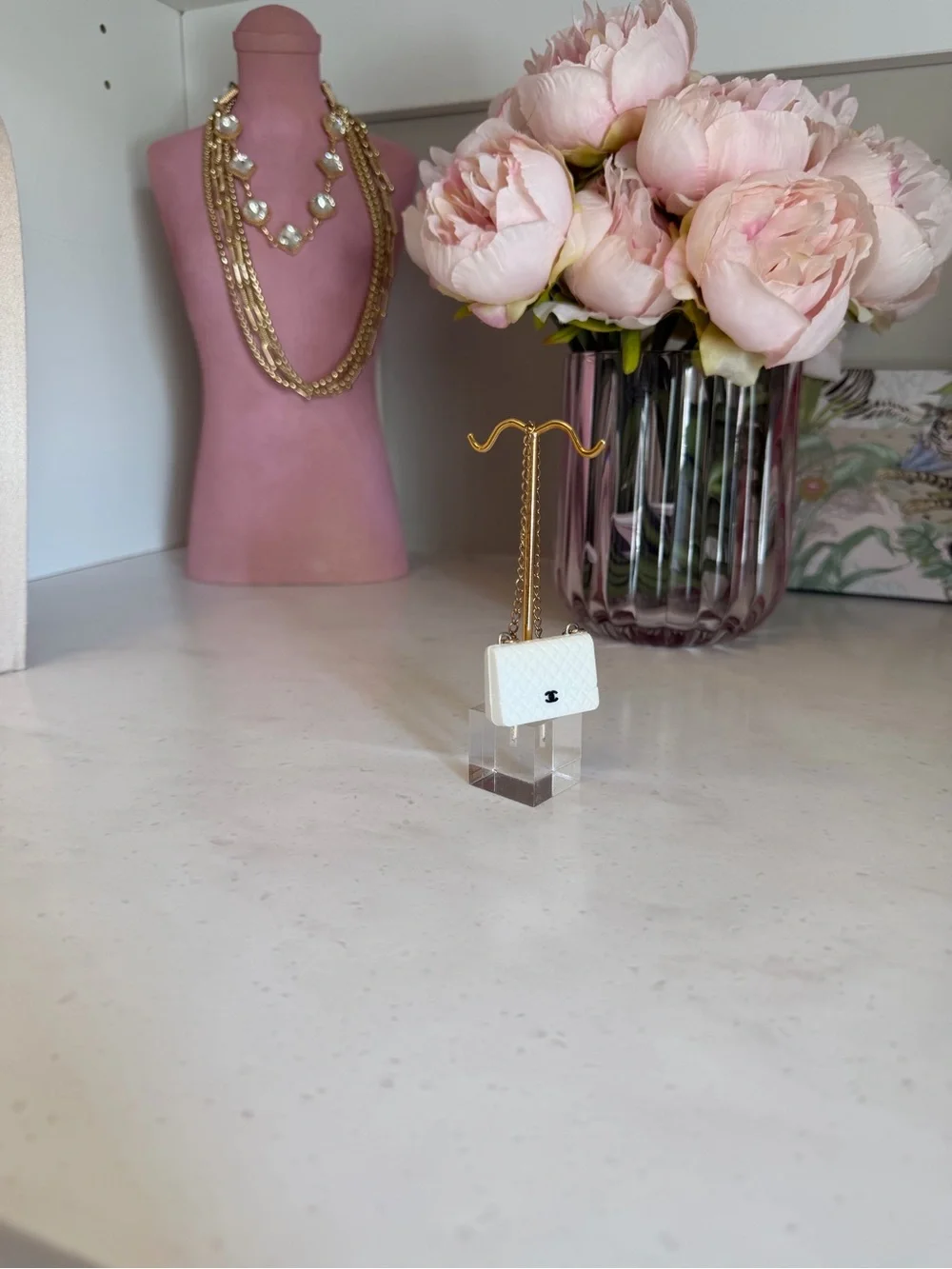 White Quilted CC Chain mini Shoulder Bag Charm Gold Hardware